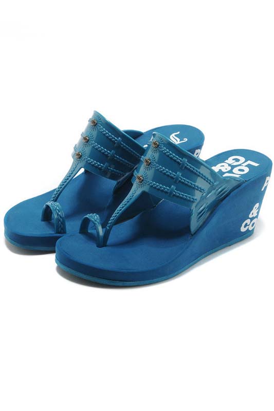 Juicy Couture Callie High Wedges Flip Flops Blue